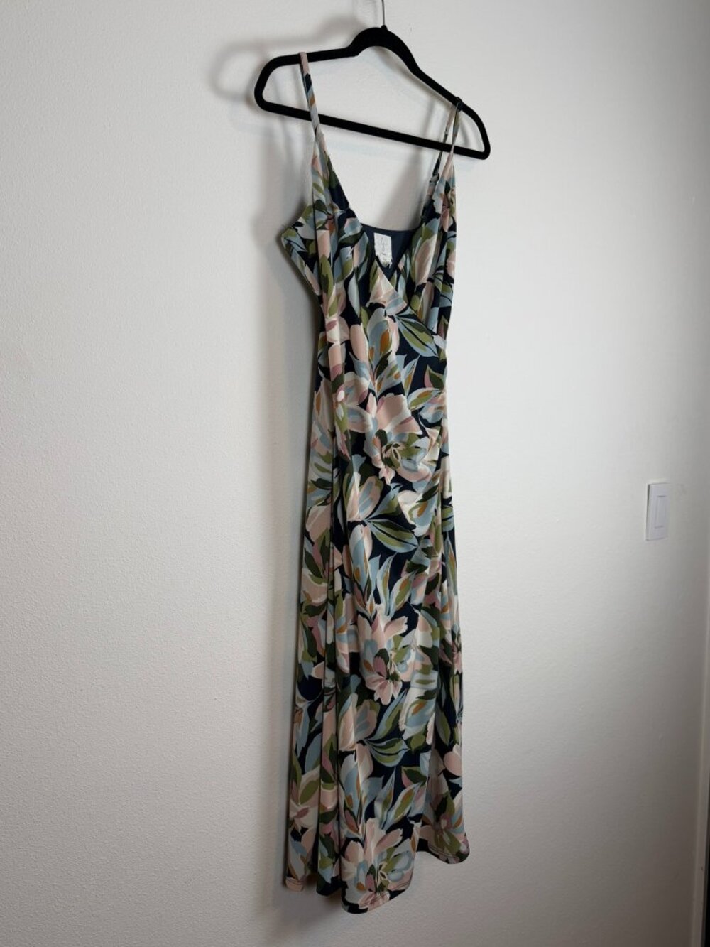 Joie Floral Ruched Wrap Style Maxi Dress Navy Multi Size M
